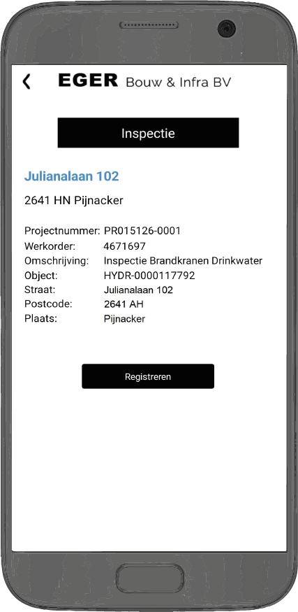 Brandkraan informatie bekijken en inspectie starten