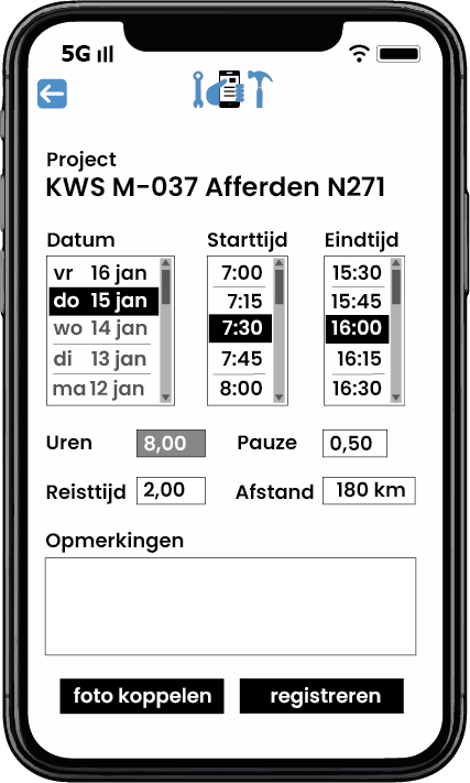Urenregistratie app voor aannemers