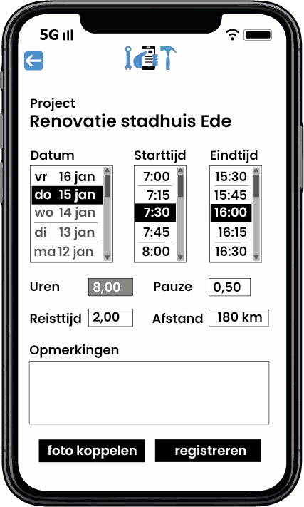 Urenregistratie app voor aannemers