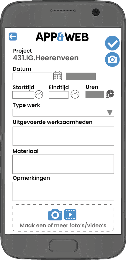 Blanco werkbon invullen in de Aannemerapp