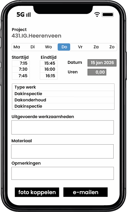 Blanco werkbon invullen in de Aannemerapp